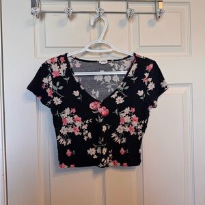 Garage Floral V-Neck Crop Top